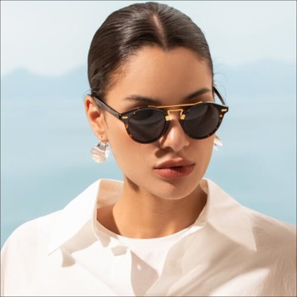 Small Face Acetate Double Bridge Sunglasses Polarized UV Protection Retro main image 4